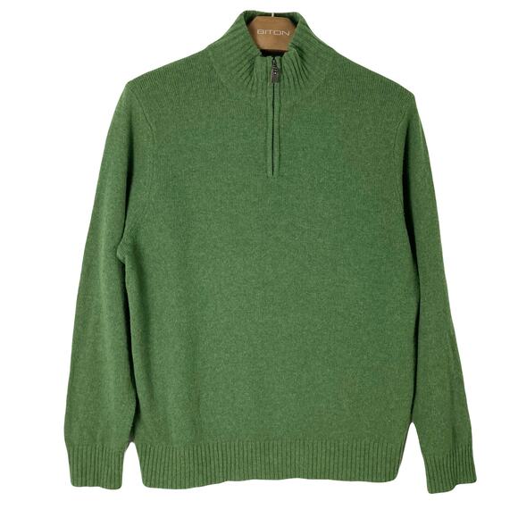 nwot BONOBOS Sweater Men XXL Lambswool,Green,¼-Zip,High/Mock-Neck,Long-Slv